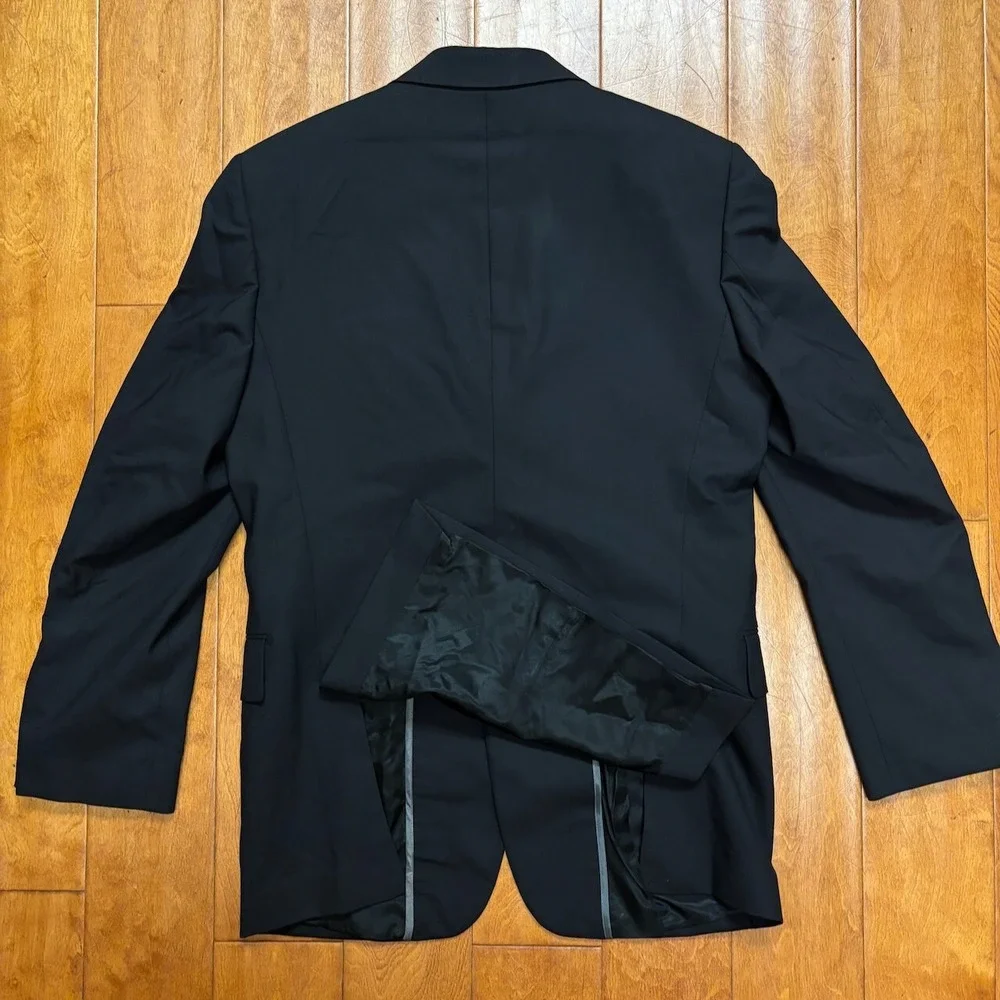 Express Mens Black Wool Blazer Size 38S Single Breasted Classic‎ Preppy
